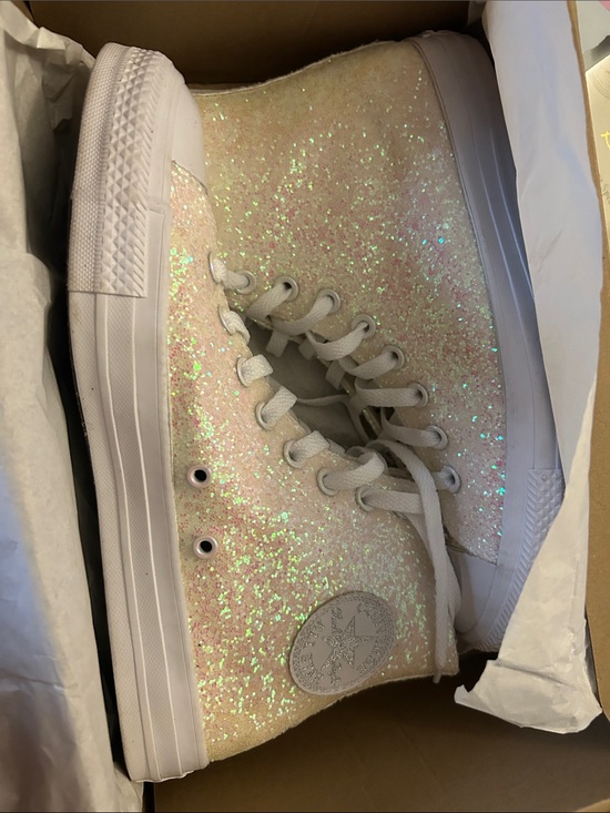 Converse Shoes - Converse High Top Glitter Sneakers in Iridescent Pink